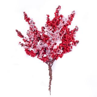 3D ozdobné větvičky malých červených bobulí (vánoční dekorace)