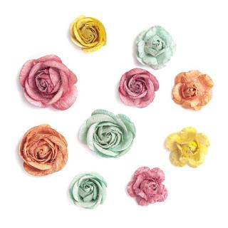 3D papírové růže Boho / 10 dílná sada (Papírové květy na dekorování)