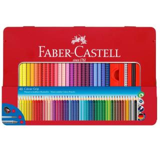 Akvarelové pastelky Faber-Castell / Grip set 48 barev (akvarelové tužky na kreslení v plechovém pouzdře)