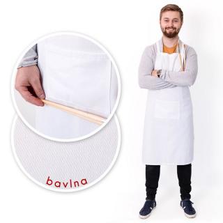 Bavlněná zástěra - bílá (pracovní oděv pro umělce)