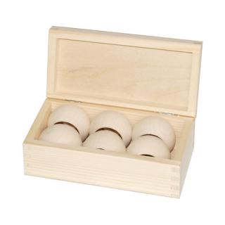 Dřevěná krabička se 6 prstenci na ubrousky (dřevěné komponenty na dekorování)