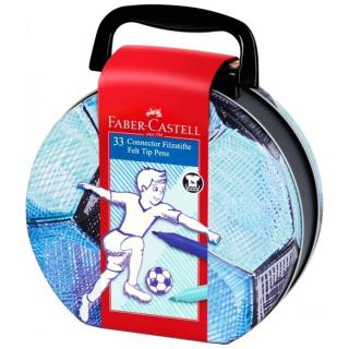 Faber-Castell popisovače s klipem Fotbalový kufřík 33 ks (Konektorové fixy Faber Castell)