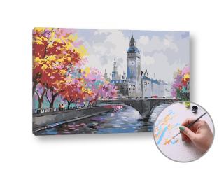 Malování podle čísel PODZIM V LONDÝNĚ - střední náročnost (Sada na malování podle čísel ARTMIE)