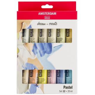 Sada akrylových barev AMSTERDAM dream and create Pastel 12 x 20 ml (akrylové barvy)