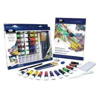 Sada akrylových barev Essentials v papírové krabici / 21 dílná (sada Royal &amp; Lagnickel)