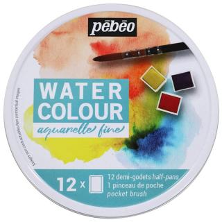 Sada akvarelových barev Pebeo v plechové krabičce / různé sady (Akvarelové barvy Pebeo)