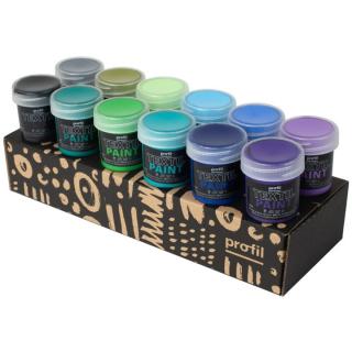 Sada barev na tmavý textil Profil - studené odstíny 12 x 25 ml (Set hobby barev na textil)