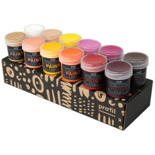 Sada barev na tmavý textil Profil - teplé odstíny 12 x 25 ml (Set hobby barev na textil)