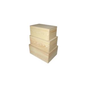 Sada dřevěných krabic s víkem na dekorování / 3 dílná (Sada dřevěných krabic / 3 dílná)