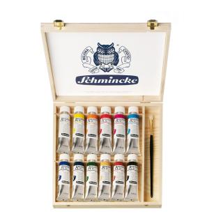Sada olejových barev v dřevěném boxu Schmincke AKADEMIE 12 x 60 ml (set olejových barev)