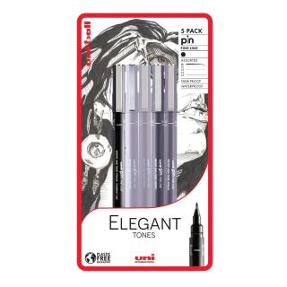 Sada popisovačů UNI PIN fineliner Elegant Tones 5 ks (technické pero)