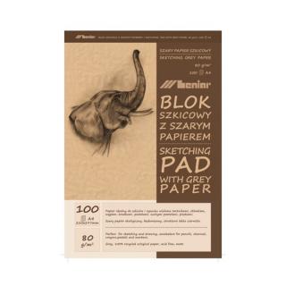 Skicovací blok 50 [100] listový šedohnědý (blok papírů na skicování Leniar)