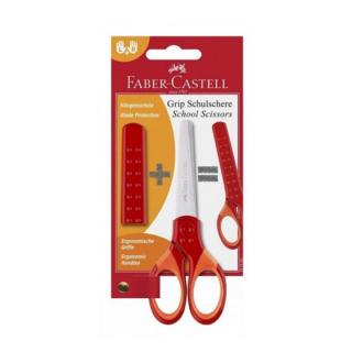 Školní nůžky s obalem Faber-Castell - červené (pomůcky pro děti)