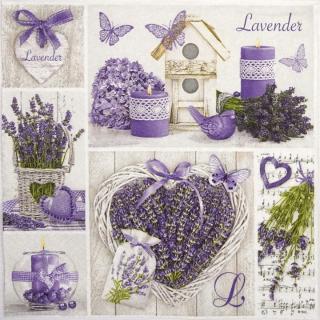Ubrousky na dekupáž Lavender Collage - 1 ks (ubrousky na dekupáž)