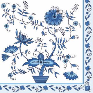 Ubrousky na dekupáž - Modré květy - 1ks (ubrousková technika)