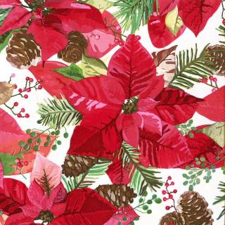 Ubrousky na dekupáž Vánoční růže a koblihy - 1 ks (Vánoční ubrousky)