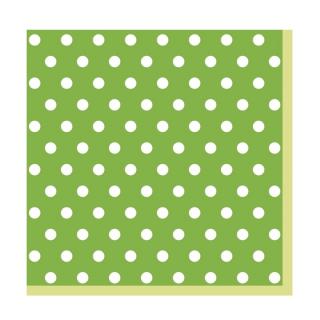Ubrousky na dekupáž - Zelená s puntíky - 1 ks (ubrousky na dekupáž)