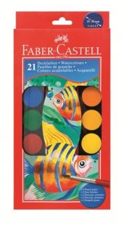 Vodové barvy 21 barevné. 30mm (vodové barvy Faber-Castell)