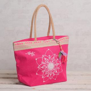Nákupní jutová taška s mandalou - růžová