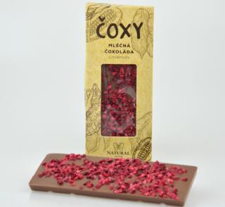 ČOXY mléčná čokoláda s malinami a xylitolem 50 g NATURAL J.