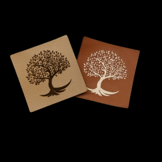 Koženková aplikace Strom života (čtverec) (Gravírovaná aplikace z koženky)