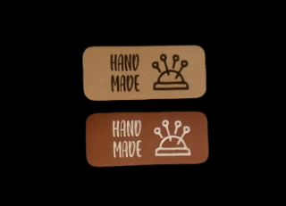 Koženkový štítek Handmade s jahelníčkem (Gravírovaný koženkový štítek )
