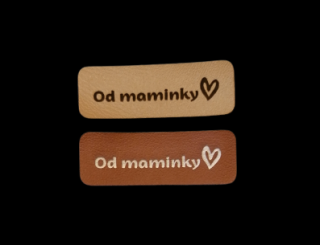 Koženkový štítek Od maminky (Gravírovaný koženkový štítek )