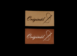 Koženkový štítek Originál s jehlou (Gravírovaný koženkový štítek )