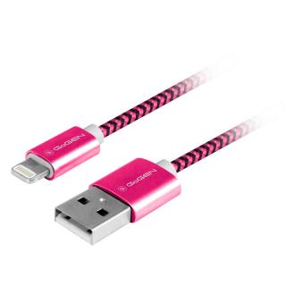 Kabel GoGEN USB / lightning, 1m, opletený - růžový
