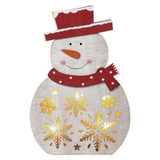 LED dekorace EMOS vánoční sněhulák dřevěný, 30 cm, 2x AA, vnitřní,