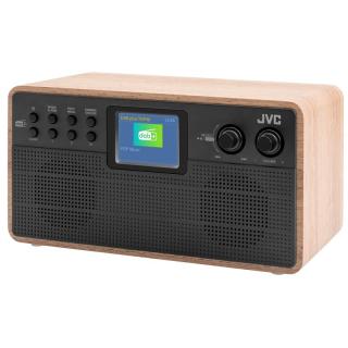 Radiopřijímač DAB+ JVC RA-E731B-DAB, dřevený/ černý