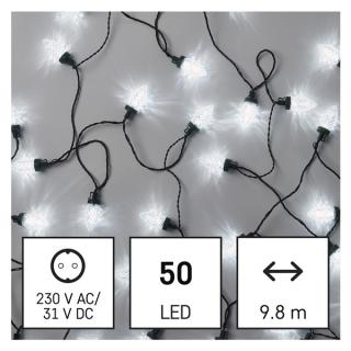 Vánoční osvětlení EMOS 50 LED řetěz - 9,8 m, šišky,venkovní i vnitřní, studená bílá
