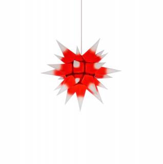 Moravská hvězda I4 bílá s červeným středem, papír, 40 cm