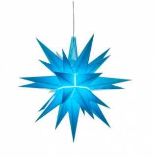 Moravská hvězda SLOŽENÁ A1e modrá, plast, 13 cm, LED