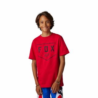 Dětské triko Fox Youth Shield Ss Tee - Flame Red Velikost: YXL