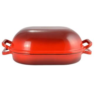 Litinový pekáč s poklicí se smaltovanou úpravou 7 L (KROCAN) RED (Litinový pekáč s poklicí se smaltovanou úpravou, objem 7 L, rozměr 33 x 27 cm (KROCAN) RED)