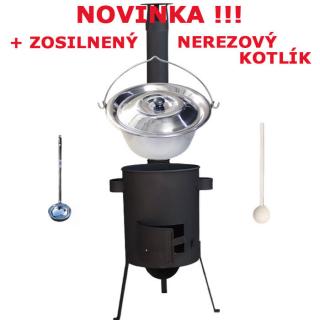 Nerezový kotlík 30 L (0,8 mm) + žáruvzdorná kotlina 45 PLUS 600 4 MM (Nerezový kotlík 30 L (0,8 mm) s nýty + žáruvzdorná kotlina 45 PLUS 600 s roštem na popel 4 mm)