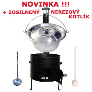 Nerezový kotlíkový set 36 cm + zesílený nerezový kotlík 15 L (Nerezový kotlíkový set 36 cm + zesílený nerezový kotlík 15 L + naběračka zdarma)