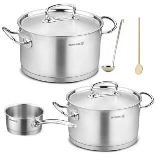 Sada nerezových hrnců s poklicí + rendlík 2 + 1 ks 6 L, 10 L, 2,8 L (Sada nerezových hrnců s poklicí + rendlík 2+1 ks, objem 6 l, 10 l, 2,8 l)