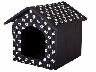 Pelíšek pro psa Bouda - černá a packy velikost: R2 - 44 x 38 x 45 cm