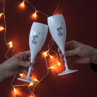CHEERS NO.1 Happy New Year! , sklenice na sekt 100ml KOZIOL (Barva-bílá)
