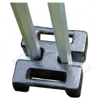 Dvojitá "H" železná závaží pro sousedící nůžkové stany (Jednoduchý způsob kotvení dvou sousedících nůžkových párty stanů na tvrdém povrchu)