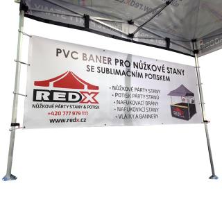 PVC banner s potiskem (Ideální doplněk nůžkového stanu pro zviditelnění, reklamu a promo)