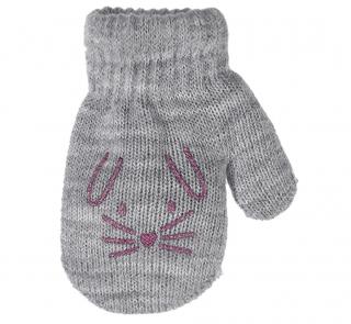 BeSnazzy pletené dětské rukavičky zateplené s obrázkem - dívčí velikost: 10cm, vzor: světle šedé
