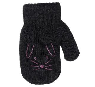 BeSnazzy pletené dětské rukavičky zateplené s obrázkem - dívčí velikost: 10cm, vzor: tmavě šedé