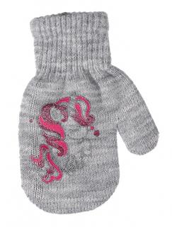 BeSnazzy pletené dětské rukavičky zateplené s obrázkem - dívčí velikost: 12cm, vzor: světle šedé