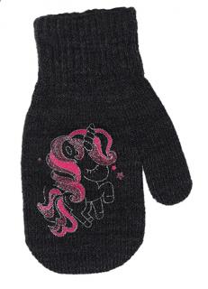 BeSnazzy pletené dětské rukavičky zateplené s obrázkem - dívčí velikost: 12cm, vzor: tmavě šedé