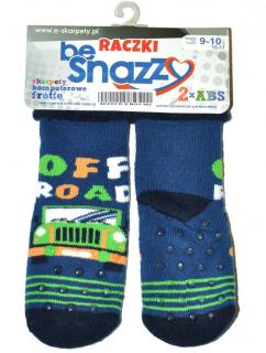 BeSnazzy protiskluzové ponožky pro zdravé lezení a první krůčky froté - chlapecké velikost: 18-20 (11-12cm), vzor: modré-offroad