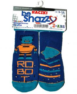 BeSnazzy protiskluzové ponožky pro zdravé lezení a první krůčky froté - chlapecké velikost: 18-20 (11-12cm), vzor: modré-robot