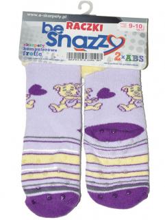 BeSnazzy protiskluzové ponožky pro zdravé lezení a první krůčky froté - dívčí velikost: 15-17 (9-10cm), vzor: fialové